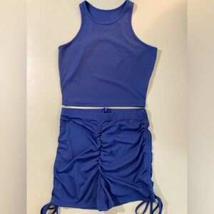 Size L, Blue Rouge Shorts with Matching Racer back Top